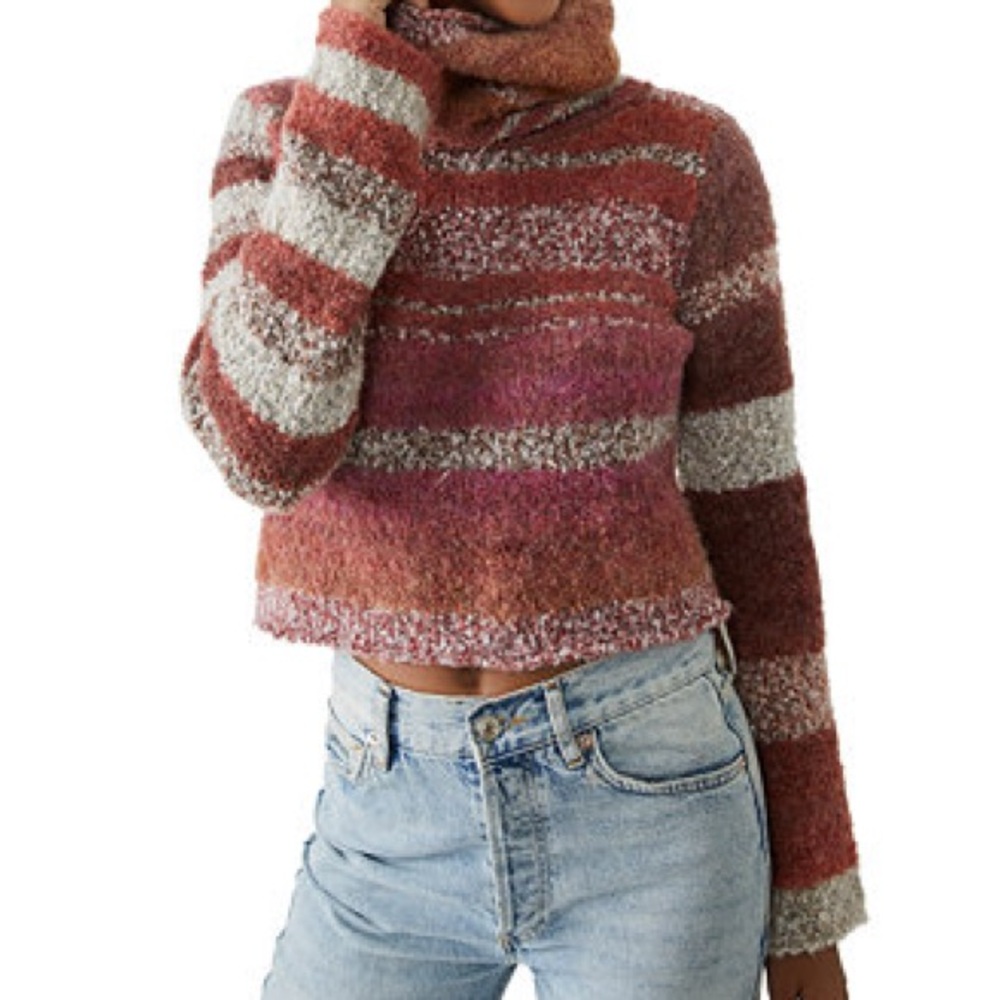 Free People My Girl Striped Turtleneck Sweater